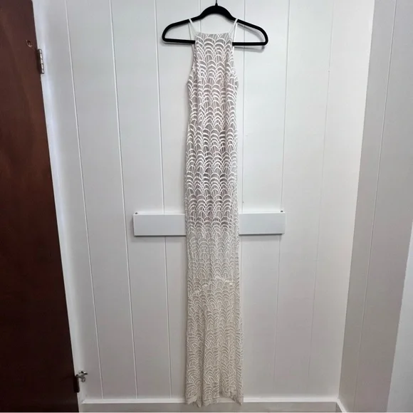 HOLD Stone Cold Fox Logan Crochet White Cream Lace Maxi Dress Bridal Sz 1 - Picture 2 of 11